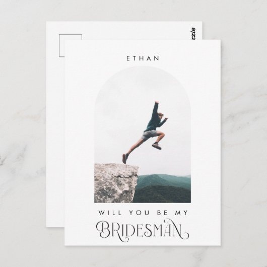 Will you be my Bridesman Minimal Photo Modern Arch Briefkaart (Voorkant / Achterkant)