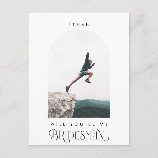 Will you be my Bridesman Minimal Photo Modern Arch Briefkaart (Voorkant)