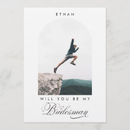 Will you be my Bridesman Minimal Photo Modern Arch Kaart
