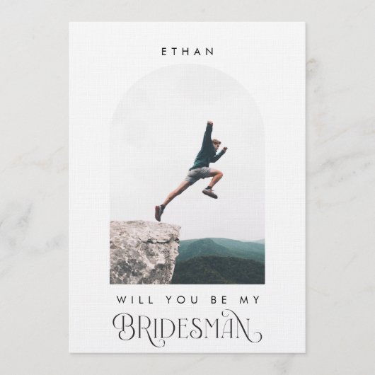 Will you be my Bridesman Minimal Photo Modern Arch Kaart (Voorkant)