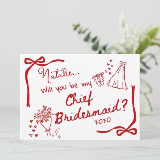 Will you be my Chief Bridesmaid Card Invitation Kaart (Staand voorkant)