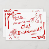 Will you be my Chief Bridesmaid Card Invitation Kaart (Voorkant / Achterkant)