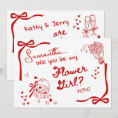 Will you be my Flower Girl Card Invitation Kaart (Voorkant / Achterkant)