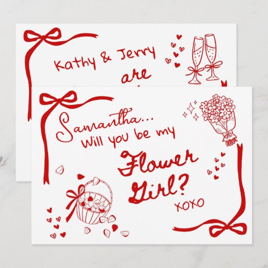 Will you be my Flower Girl Card Invitation Kaart (Voorkant / Achterkant)
