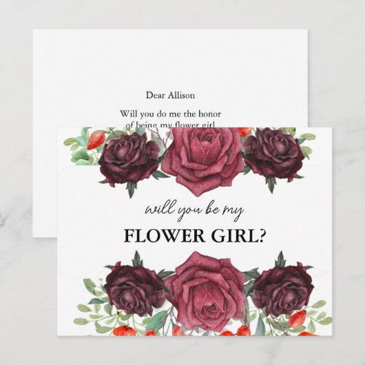 will you be my flower girl card uitnodiging briefkaart (Voorkant / Achterkant)