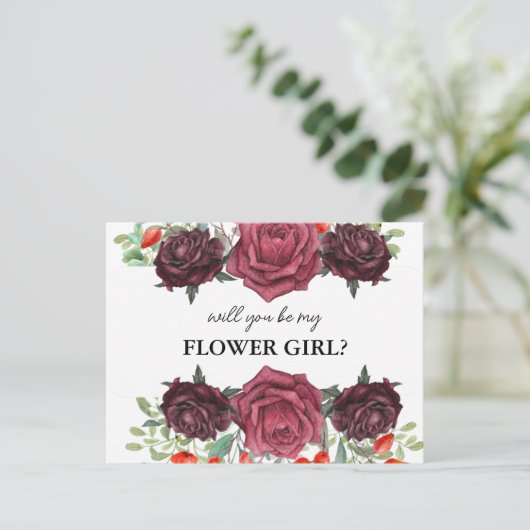 will you be my flower girl card uitnodiging briefkaart (Staand voorkant)