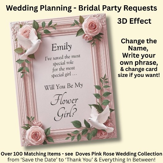 Will You Be My Flower Girl? Pink Roses & Doves