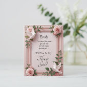 Will You Be My Flower Girl? Pink Roses & Doves (Staand voorkant)