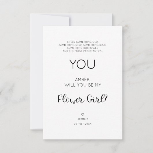 Will You Be My Flower Girl Quote Photo Proposal (Achterkant)