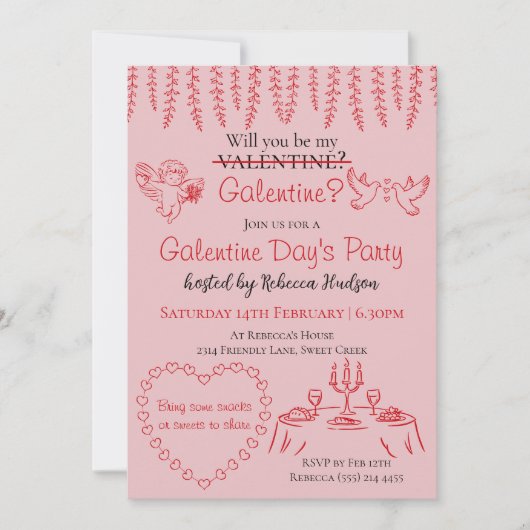 Will You Be My Galentine? Galentine Day's Party Kaart (Voorkant)