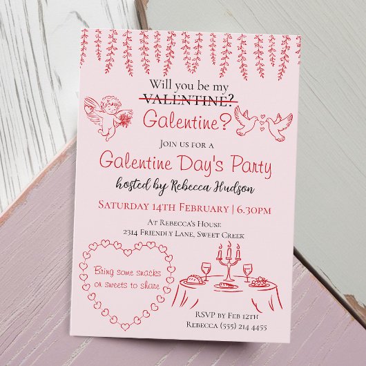Will You Be My Galentine? Galentine Day's Party Kaart