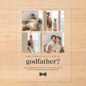 Will You Be My Godfather 4 Photo Proposal Card Acryl Uitnodigingen (Voorkant)