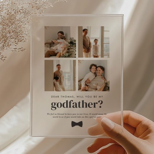 Will You Be My Godfather 4 Photo Proposal Card Acryl Uitnodigingen