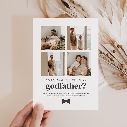 Will You Be My Godfather 4 Photo Proposal Card Kaart