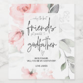Will You Be My Godfather Asking Baby Announcement Wijn Etiket (Enkel label)