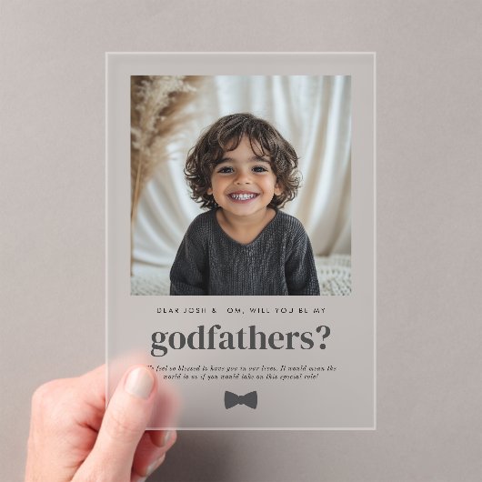 Will You Be My Godfathers Photo Proposal Acryl Uitnodigingen (Insitu (Draagbaar))