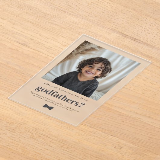 Will You Be My Godfathers Photo Proposal Acryl Uitnodigingen (Laagn)