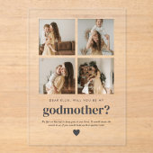 Will You Be My Godmother 4 Photo Proposal Card Acryl Uitnodigingen (Voorkant)