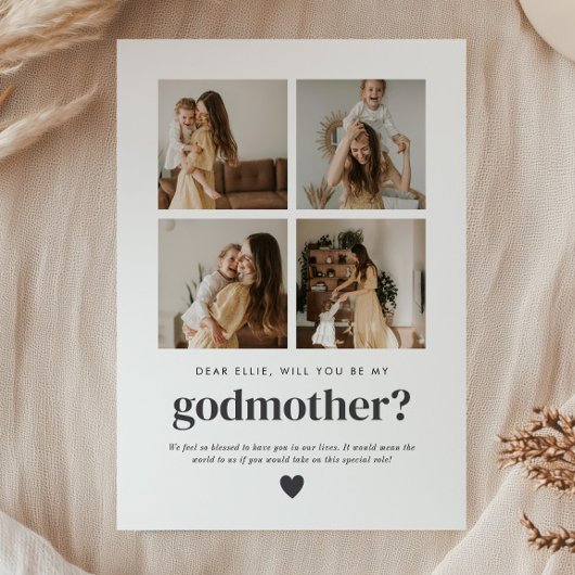 Will You Be My Godmother 4 Photo Proposal Card Kaart