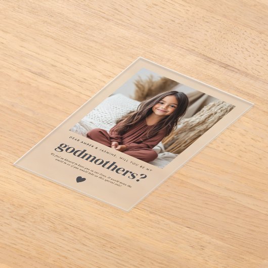 Will You Be My Godmothers Photo Proposal Acryl Uitnodigingen (Laagn)