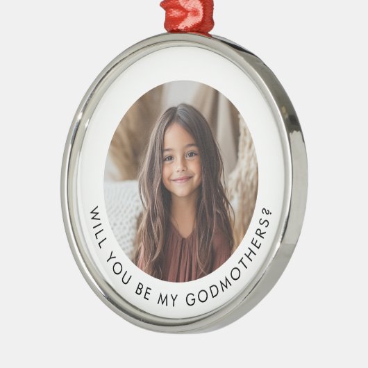Will You Be My Godmothers Photo Proposal Metalen Ornament (Links)