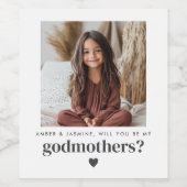 Will You Be My Godmothers Photo Proposal Wijn Etiket (Enkel label)