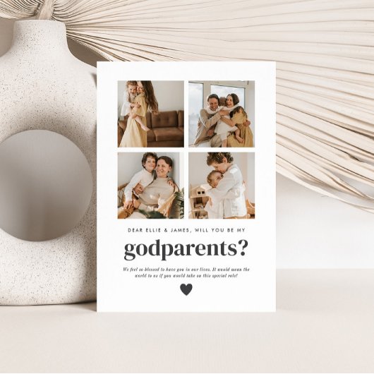 Will You Be My Godparents 4 Photo Proposal Card Kaart