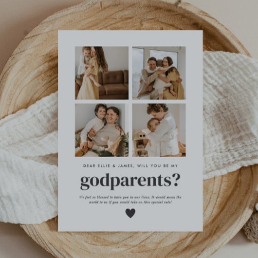 Will You Be My Godparents 4 Photo Proposal Card Kaart