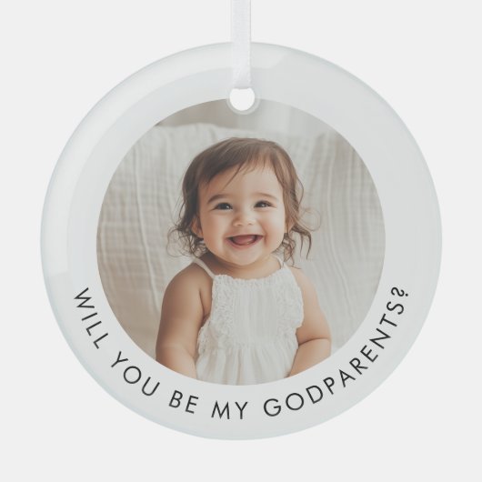 Will You Be My Godparents Photo Proposal Glas Ornament (Voorkant)