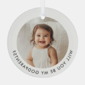 Will You Be My Godparents Photo Proposal Glas Ornament (Achterkant)