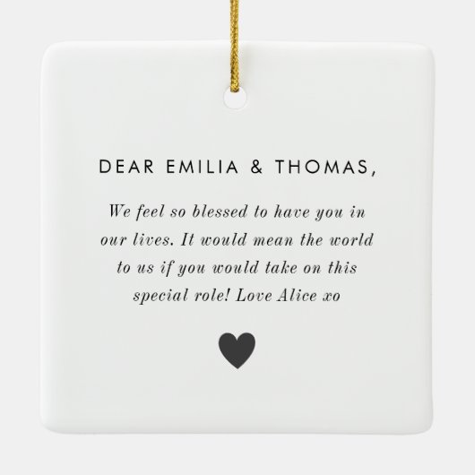 Will You Be My Godparents Photo Proposal Keramisch Ornament (Achterkant)