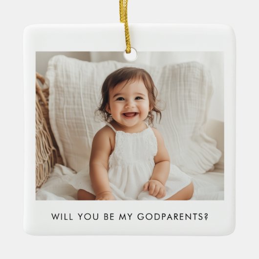 Will You Be My Godparents Photo Proposal Keramisch Ornament (Voorkant)