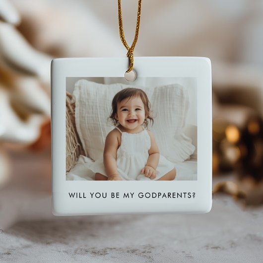 Will You Be My Godparents Photo Proposal Keramisch Ornament