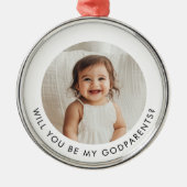 Will You Be My Godparents Photo Proposal Metalen Ornament (Voorkant)