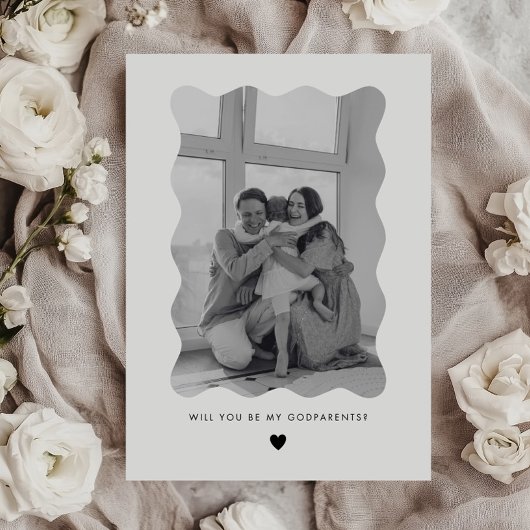 Will You Be My Godparents Wavy Photo Proposal Card Kaart