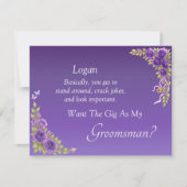 Will You Be My Groomsman? Purple Mauve Flowers (Voorkant)