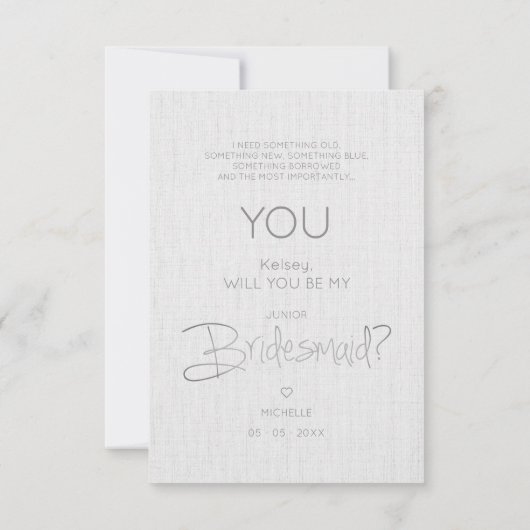Will You Be My Junior Bridesmaid Delicate Initial (Achterkant)
