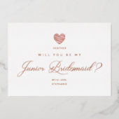 Will You Be My Junior Bridesmaid Pink Heart Folie Uitnodiging (Voorkant)