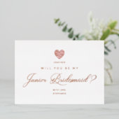 Will You Be My Junior Bridesmaid Pink Heart Folie Uitnodiging (Staand Voorkant)