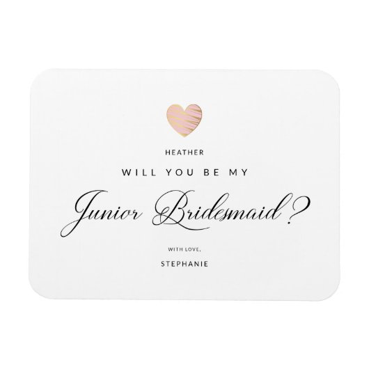Will You Be My Junior Bridesmaid Pink Heart Magneet (Horizontaal)