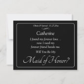 Will You Be My Maid of Honor? Black & White Card (Voorkant)
