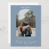 Will you be my Maid of Honor Dusty Blue Photo  (Voorkant / Achterkant)