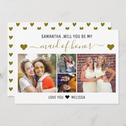 Will You Be My Maid Of Honor Proposal 4 Photo   Kaart (Voorkant / Achterkant)