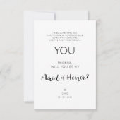 Will You Be My Maid of Honor Quote Photo Proposal (Achterkant)