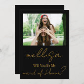 Will You Be My Maid of Honor Simple Photo  Kaart (Voorkant / Achterkant)