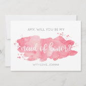 Will You Be My Maid of Honor Waterverf Roze Kaart (Voorkant)