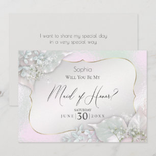 Will You Be My Maid of Honor Wispy Pink Shimmer be Kaart