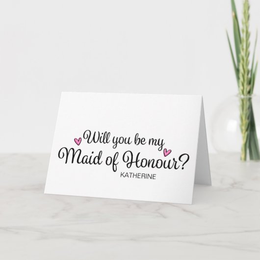 Will You Be My Maid of Honour From Bride Asking Kaart (Voorkant)