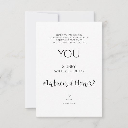 Will You Be My Matron of Honor Photo Proposal (Achterkant)