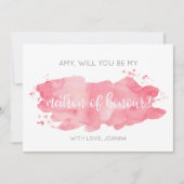 Will You Be My Matron of Honor Waterverf Pink Kaart (Voorkant)